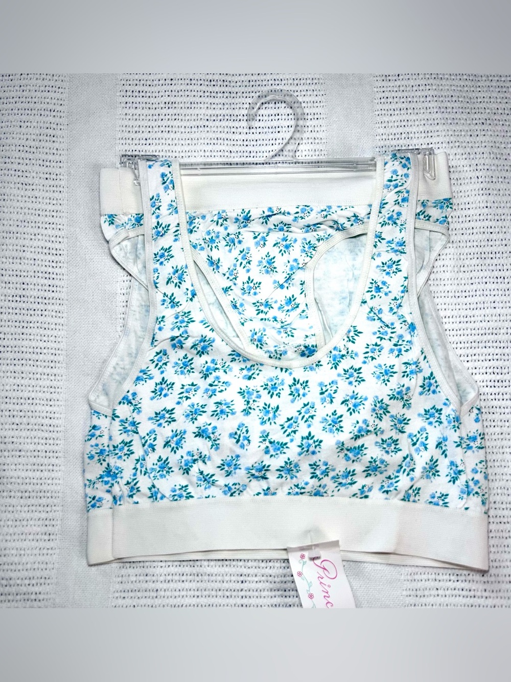 NOS 90’s Blue Ditsy Floral Bralette & Panty Set Women’s M Size 6 by Princess